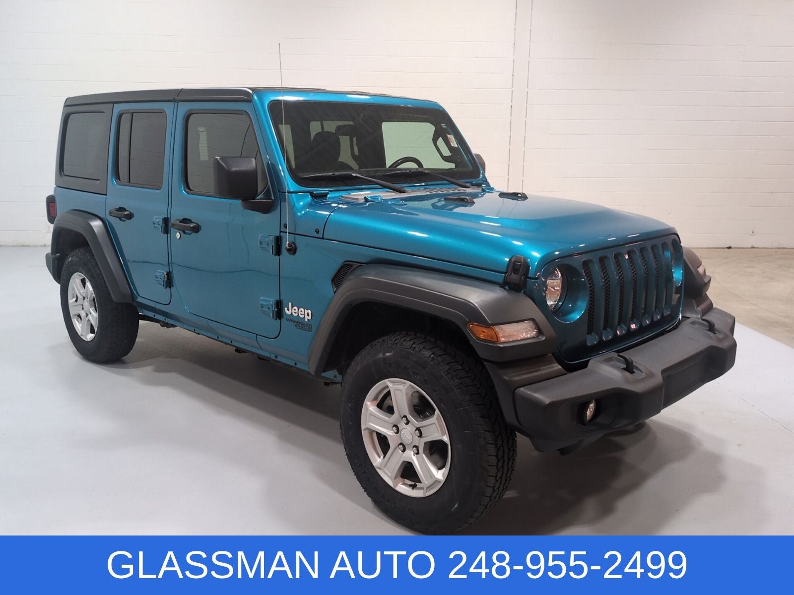 2020 Jeep Wrangler Unlimited Sport S in Bikini Pearlcoat — front three-quarter view