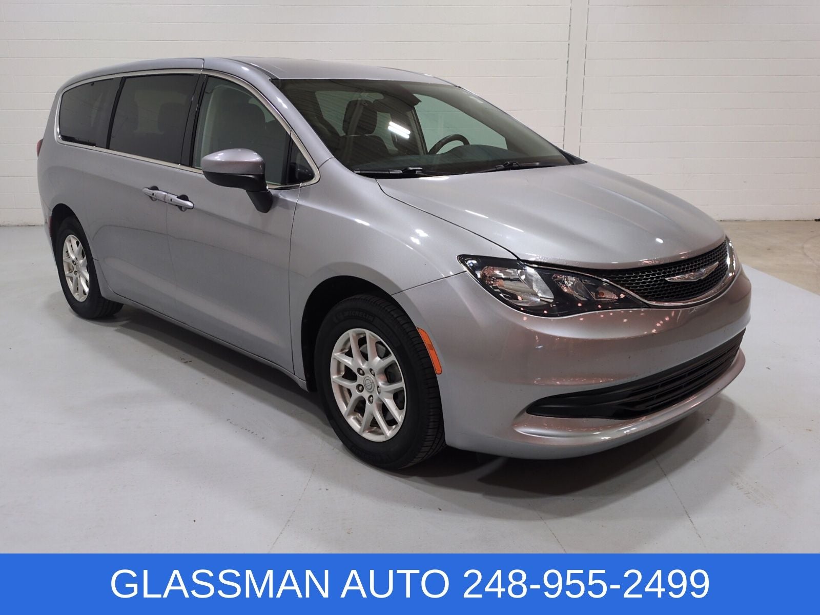 2017 Chrysler Pacifica Touring in Billet Silver Metallic Clearcoat — front three-quarter view