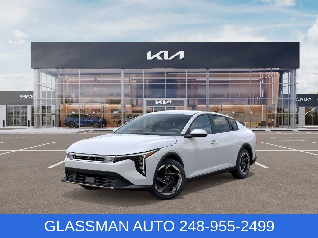 2025 Kia K4 EX in Snow White Pearl — front three-quarter view
