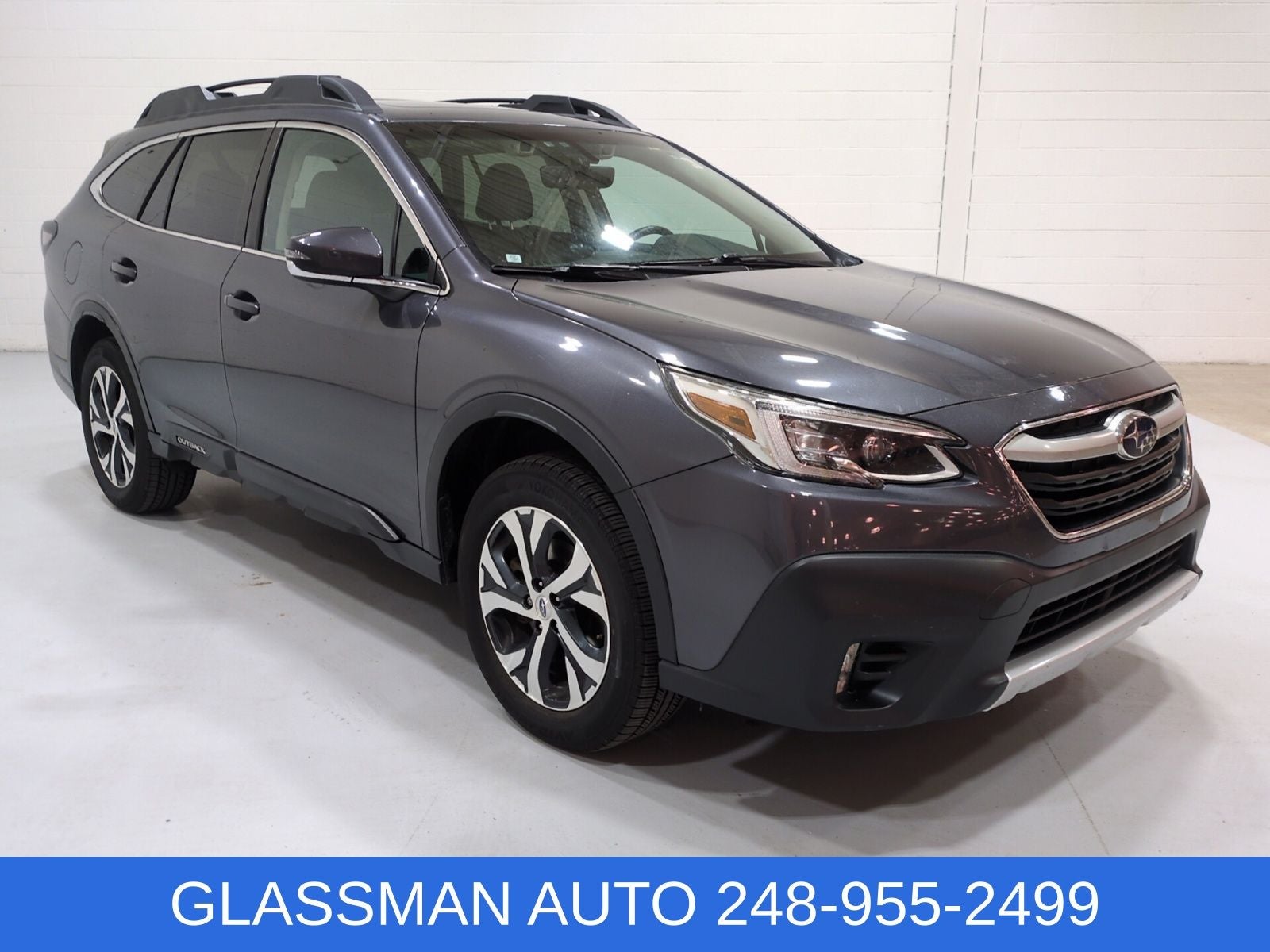 2020 Subaru Outback Limited in Magnetite Gray Metallic — front three-quarter view