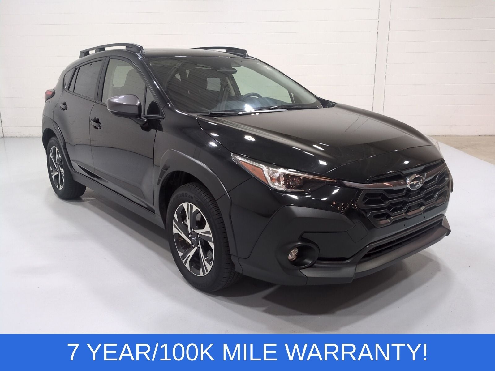 2025 Subaru Crosstrek Premium in Crystal Black Silica — front three-quarter view