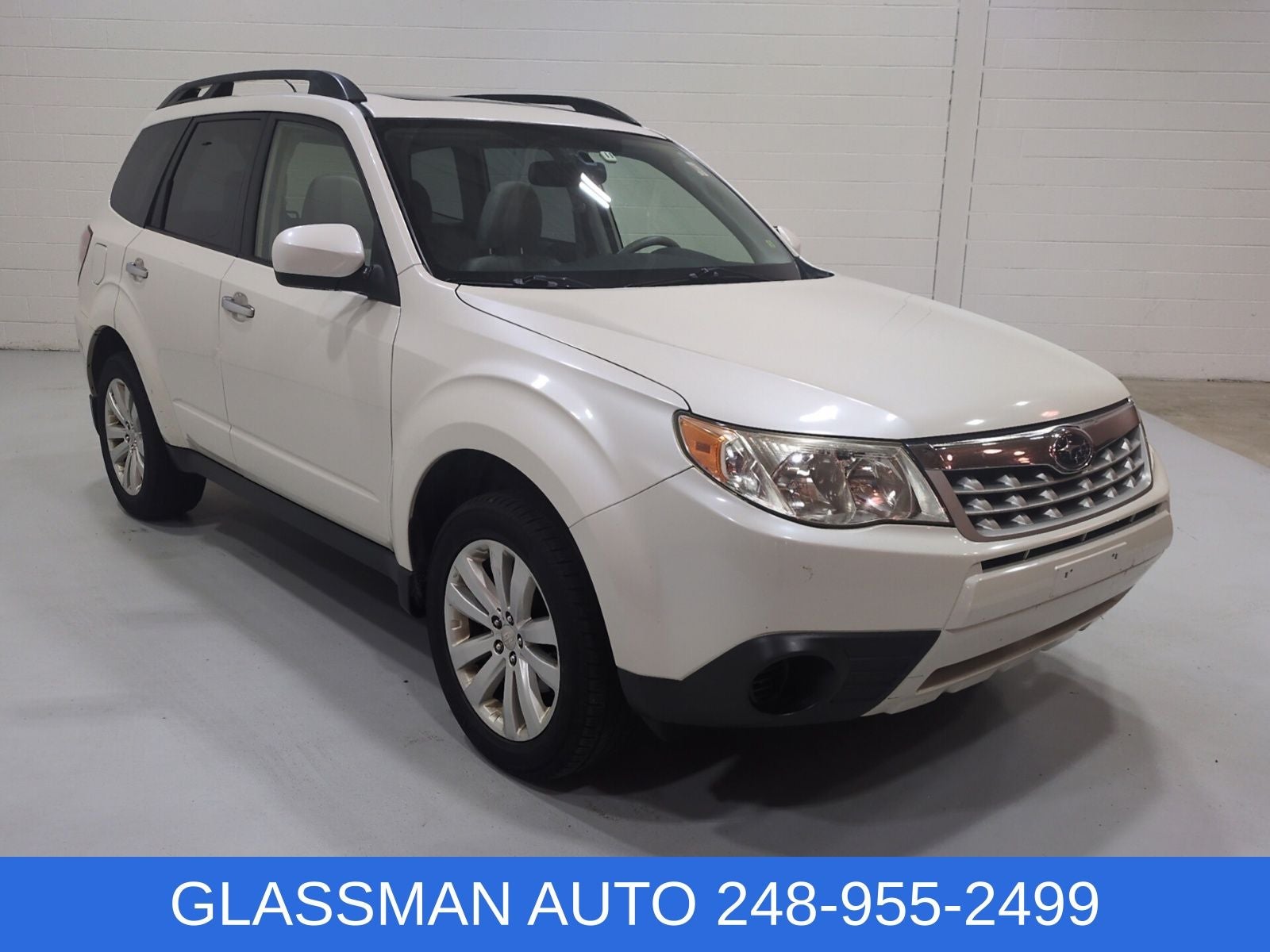 2012 Subaru Forester 2.5X Premium in Satin White Pearl — front three-quarter view