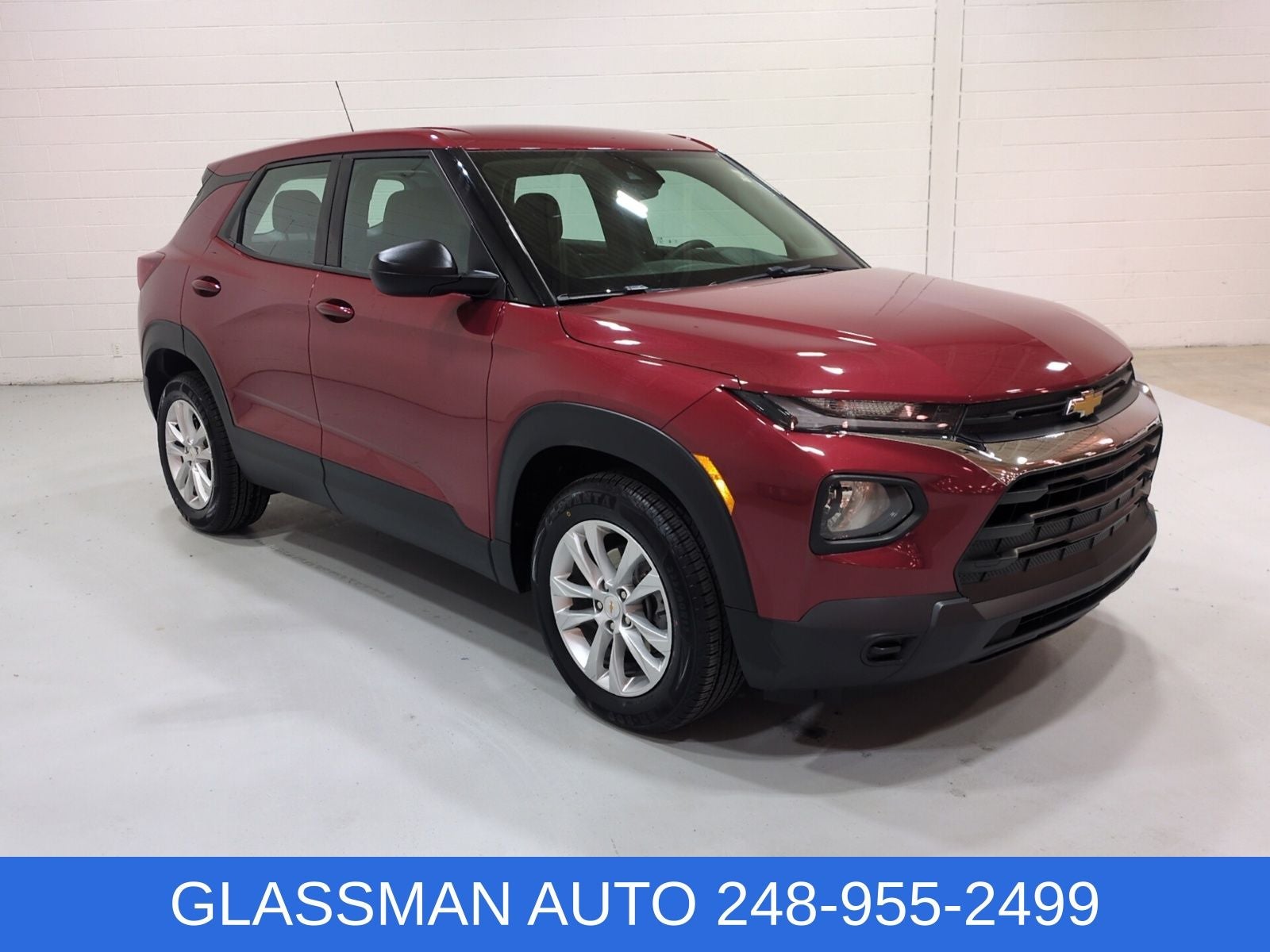 2021 Chevrolet TrailBlazer LS in Scarlet Red Metallic — front three-quarter view