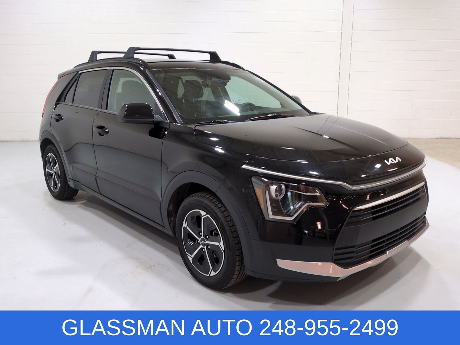 2024 Kia Niro LX in Aurora Black — front three-quarter view